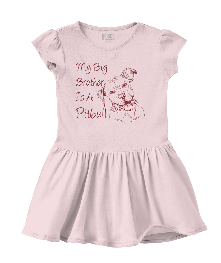 Brother is a Pitbull Solid Baby Infant Dress-Direct To Garment Print-Brisco Baby