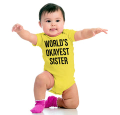 World's Okayest Sister Romper Bodysuit-Direct To Garment Print-Brisco Baby