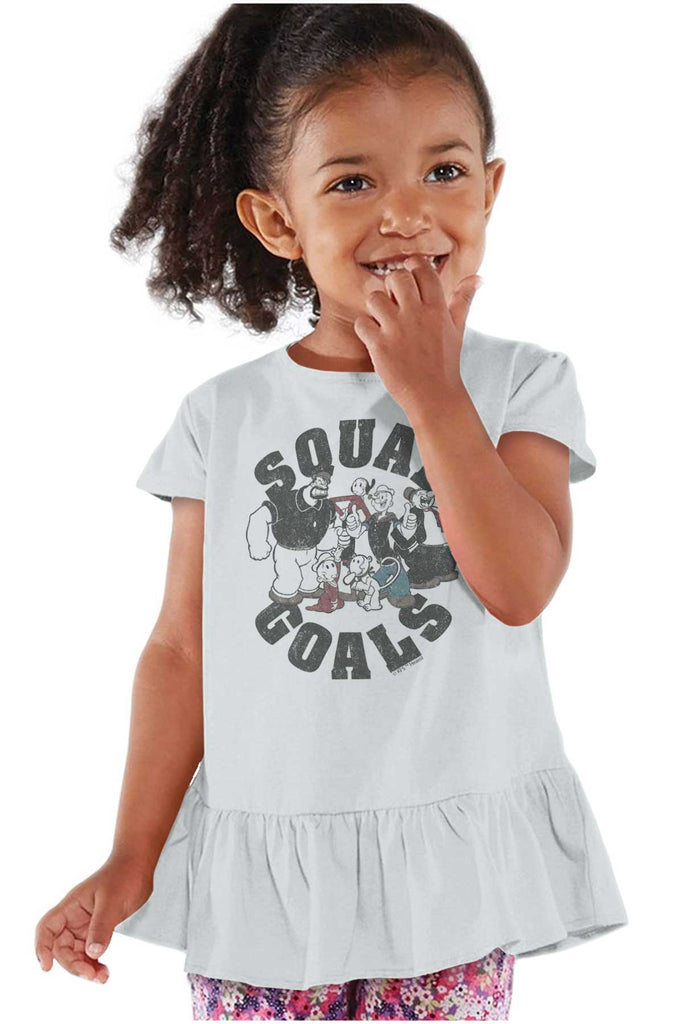 Squad Goals Toddler Ruffle Bottom Tee-Direct To Garment Print-Brisco Baby