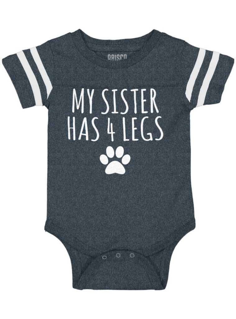 Sister has 4 legs Football Romper Bodysuit-Direct To Garment Print-Brisco Baby