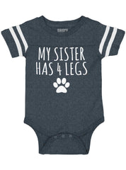 Sister has 4 legs Football Romper Bodysuit-Direct To Garment Print-Brisco Baby