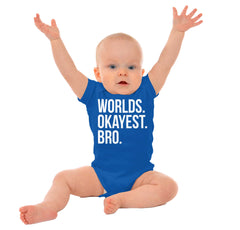 Worlds Okayest Bro Romper Bodysuit-Direct To Garment Print-Brisco Baby