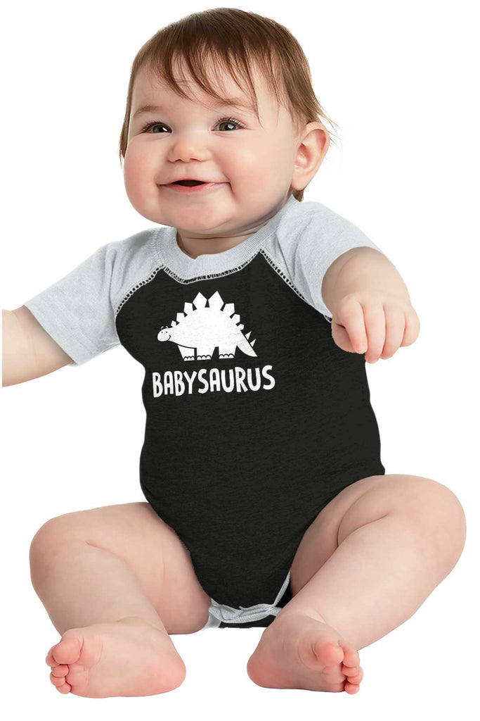 Babysaurus Raglan Romper Bodysuit-Direct To Garment Print-Brisco Baby