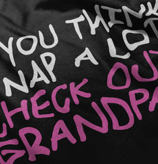 Check Out Grandpa Baby Ruffled Trim Romper-Direct To Garment Print-Brisco Baby