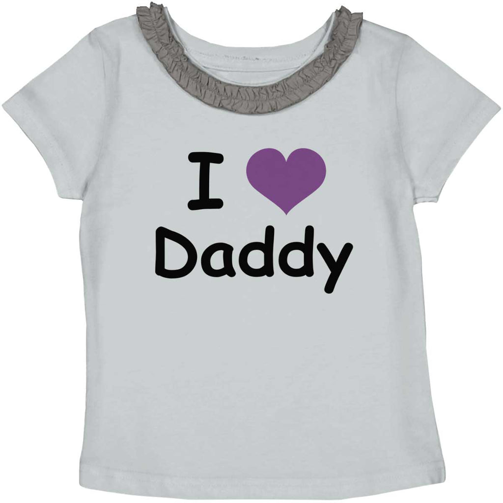 I Heart Daddy Toddler Ruffled Trim T-Shirt-Direct To Garment Print-Brisco Baby
