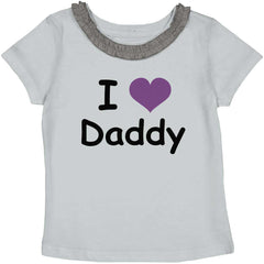 I Heart Daddy Toddler Ruffled Trim T-Shirt-Direct To Garment Print-Brisco Baby