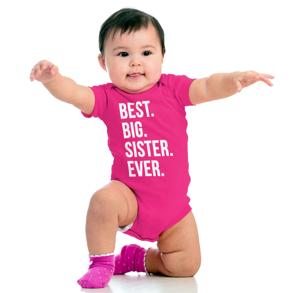 Best Big Sister Ever Romper Bodysuit-Direct To Garment Print-Brisco Baby