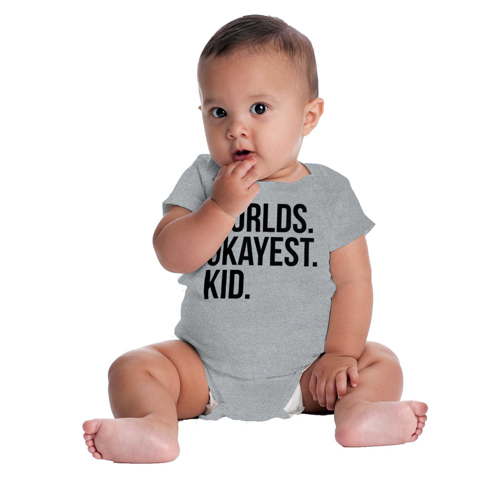 Worlds Okayest Kid Romper Bodysuit-Direct To Garment Print-Brisco Baby
