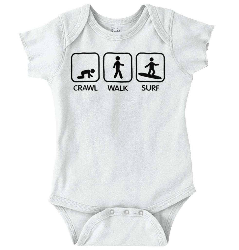 Crawl Walk Surf Romper Bodysuit-Direct To Garment Print-Brisco Baby