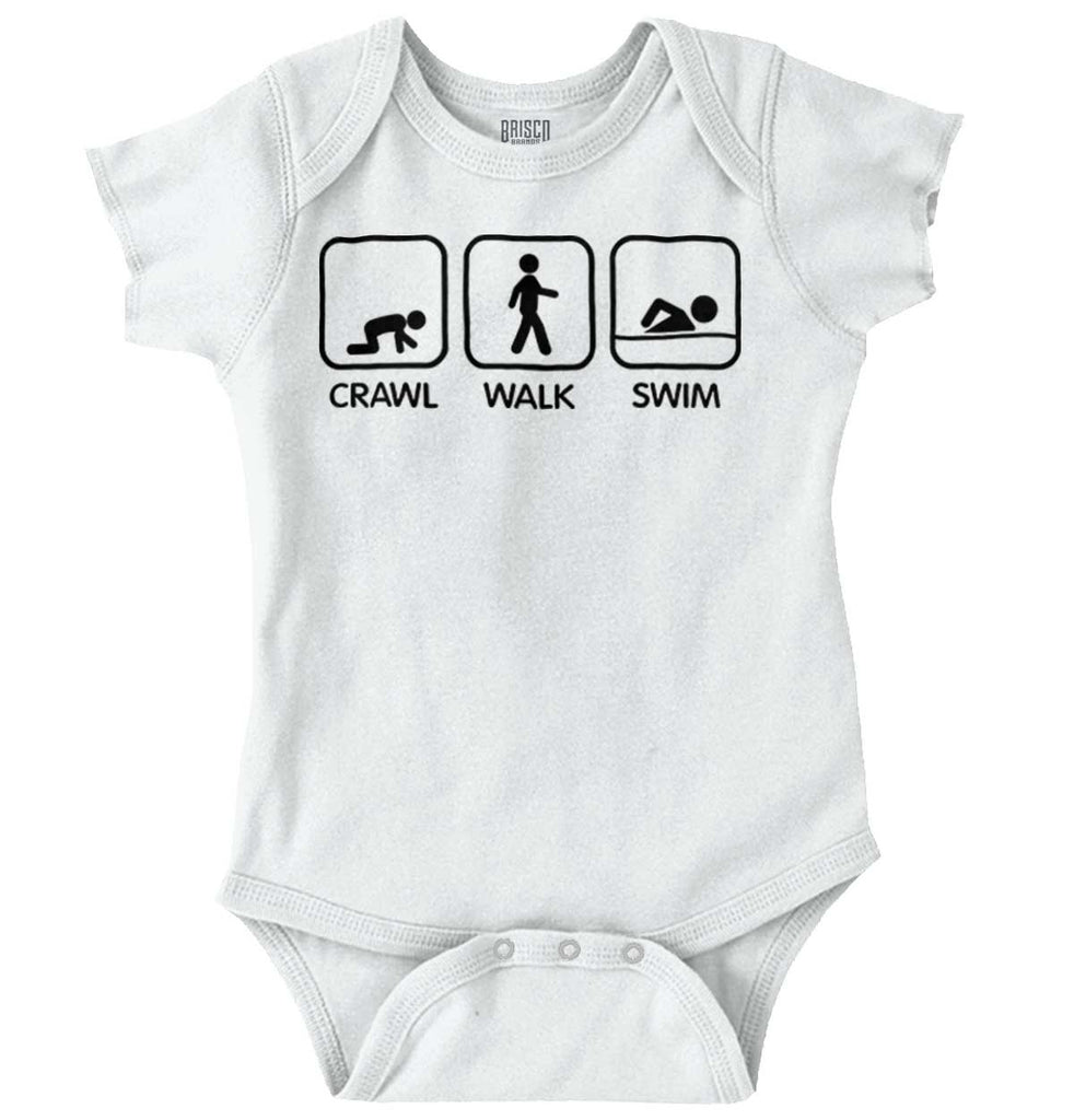 Crawl Walk Swim Romper Bodysuit-Direct To Garment Print-Brisco Baby
