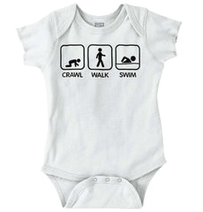 Crawl Walk Swim Romper Bodysuit-Direct To Garment Print-Brisco Baby