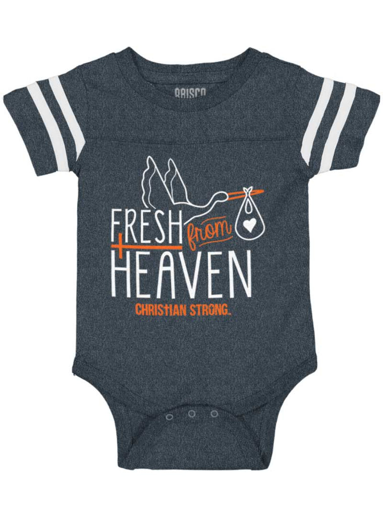 Fresh From Heaven Football Romper Bodysuit-Direct To Garment Print-Brisco Baby