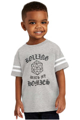 Rolling With My Homies Dungeons Toddler Football Jersey Tee-Direct To Garment Print-Brisco Baby