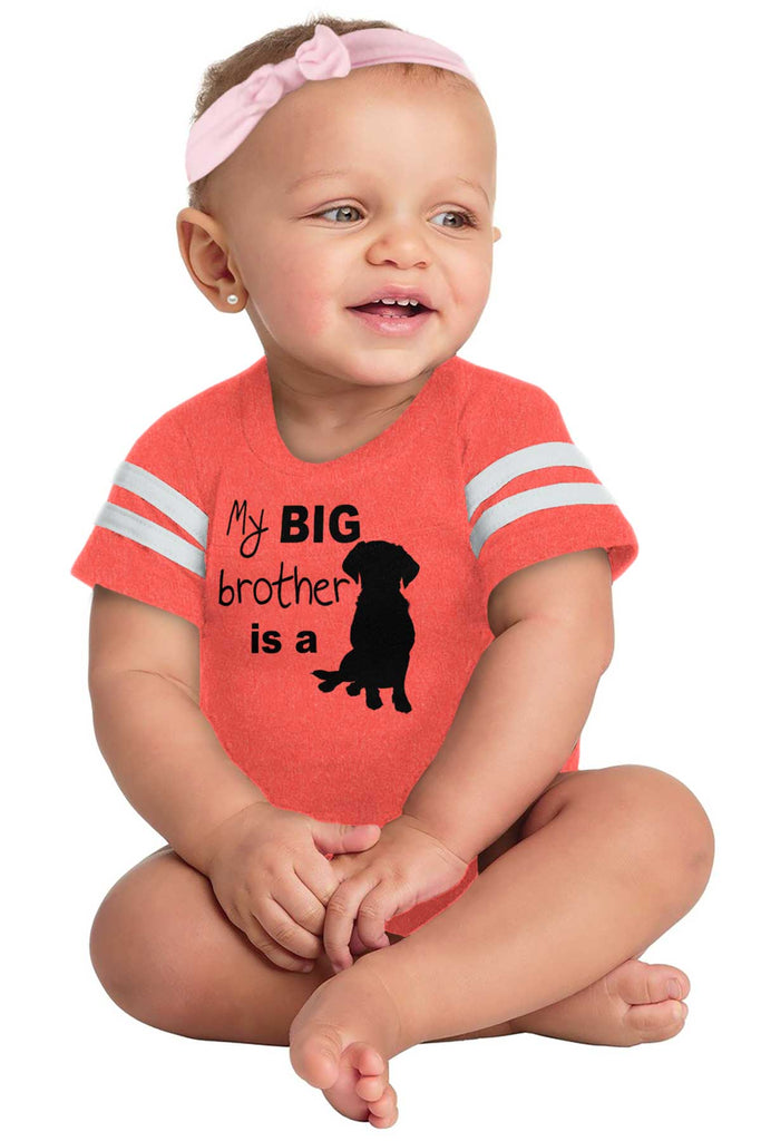 Brother is a Dog Football Romper Bodysuit-Direct To Garment Print-Brisco Baby