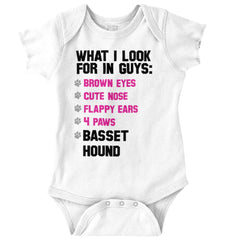 Basset Hound List Romper Bodysuit-Direct To Garment Print-Brisco Baby