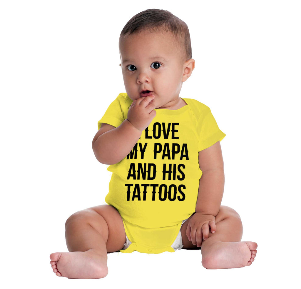 I Love Papa And Tattoos Romper Bodysuit-Direct To Garment Print-Brisco Baby