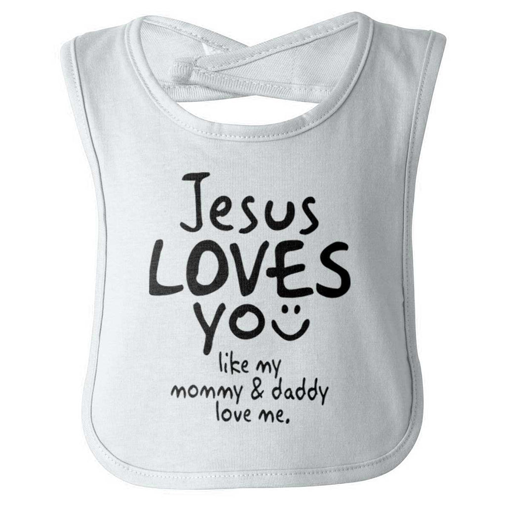 Jesus Loves You Infant Baby Bib-Direct To Garment Print-Brisco Baby