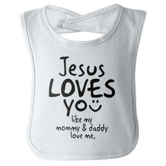 Jesus Loves You Infant Baby Bib-Direct To Garment Print-Brisco Baby