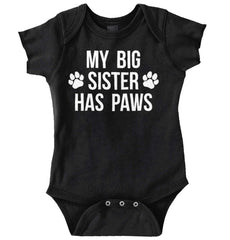 My Big Sister Has Paws Romper Bodysuit-Direct To Garment Print-Brisco Baby
