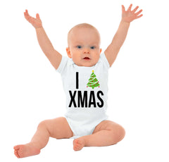 I Love Xmas Romper Bodysuit-Direct To Garment Print-Brisco Baby