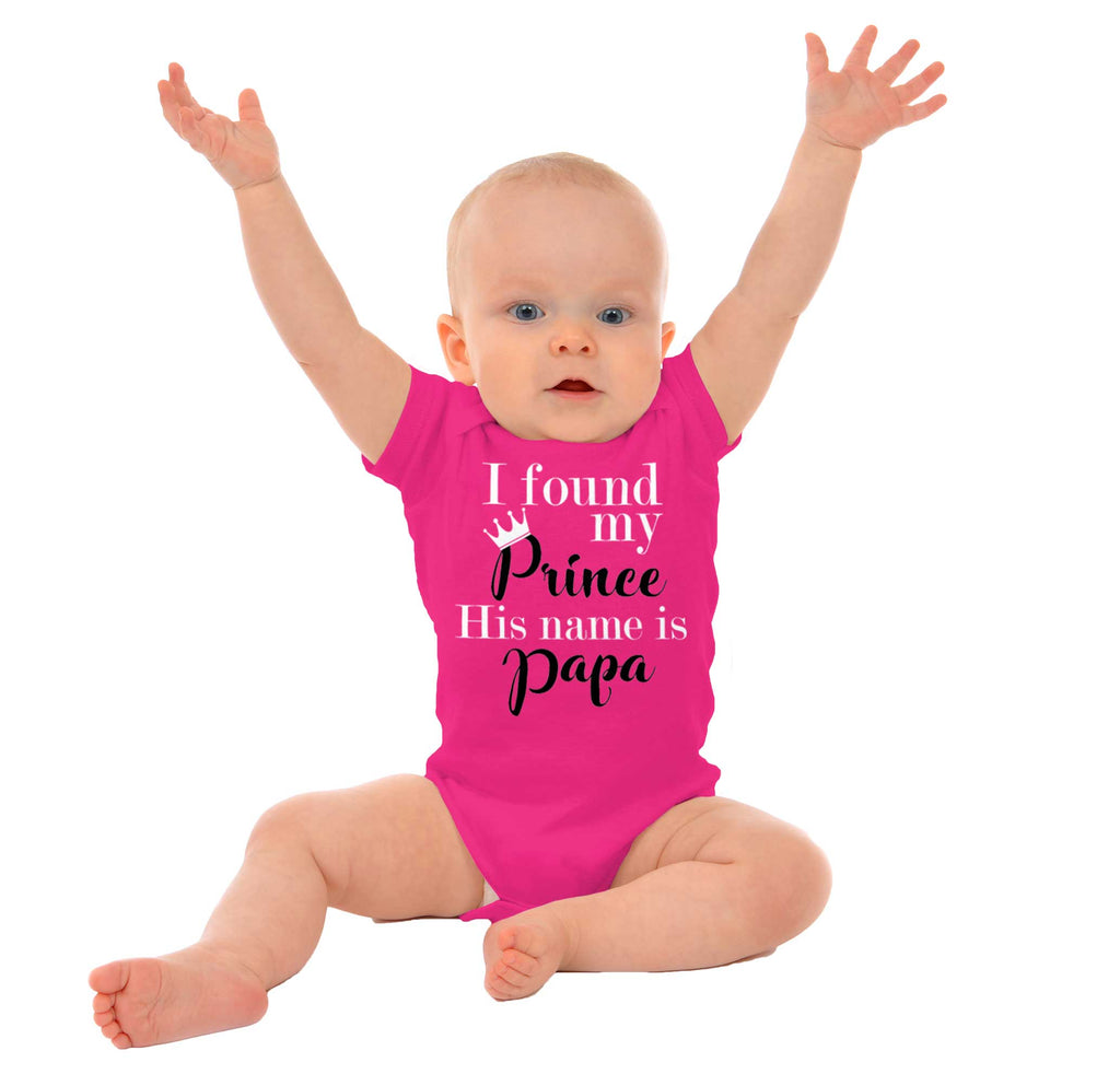 Found My Prince Name Is Papa Romper Bodysuit-Direct To Garment Print-Brisco Baby