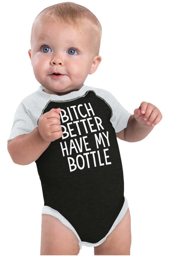 My Bottle Raglan Romper Bodysuit-Direct To Garment Print-Brisco Baby