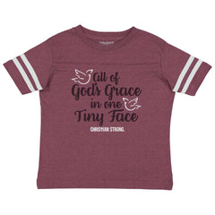 Gods Grace Tiny Face Toddler Football Jersey Tee-Direct To Garment Print-Brisco Baby