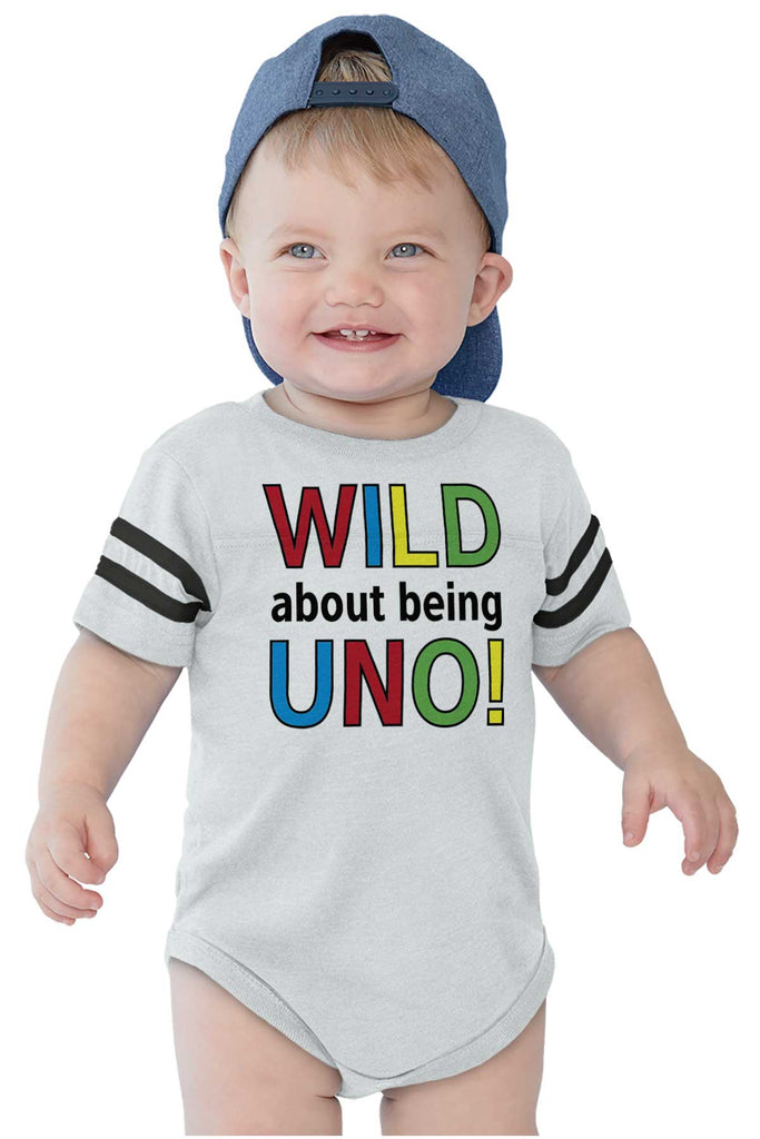Uno Football Romper Bodysuit-Direct To Garment Print-Brisco Baby