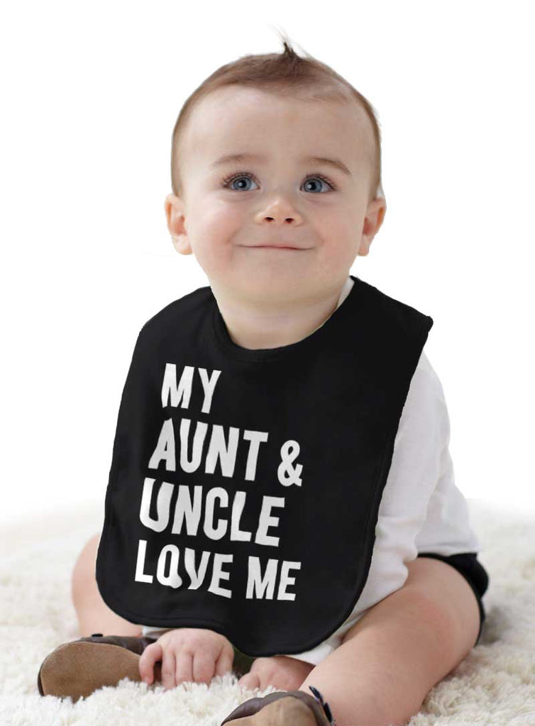 Aunt And Uncle Love Me Infant Baby Bib-Direct To Garment Print-Brisco Baby
