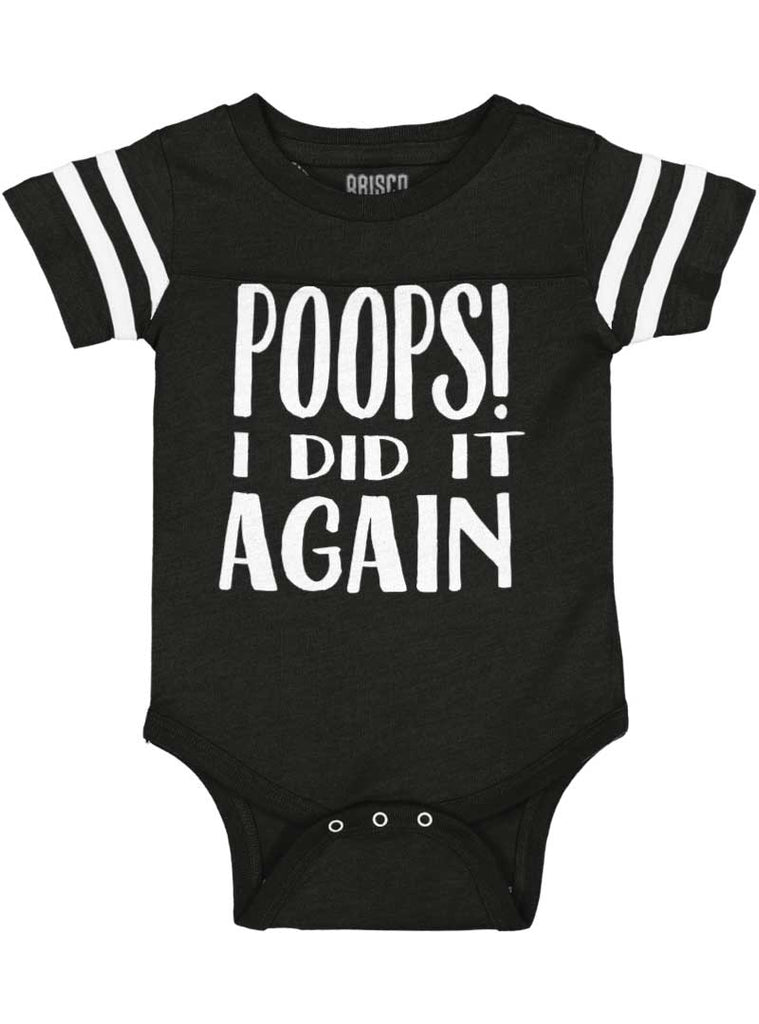 Poops I Did It Again Football Romper Bodysuit-Direct To Garment Print-Brisco Baby