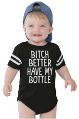 My Bottle Football Romper Bodysuit-Direct To Garment Print-Brisco Baby