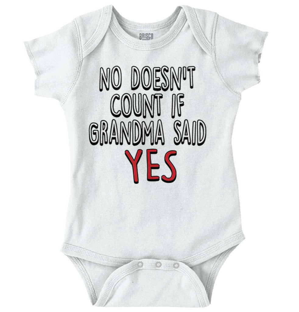 No Doesn’t Count Grandma Romper Bodysuit-Direct To Garment Print-Brisco Baby