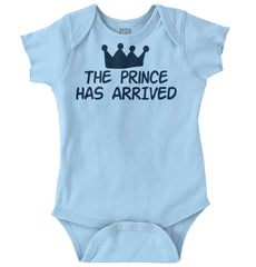 The Prince Has Arrived Romper Bodysuit-Direct To Garment Print-Brisco Baby