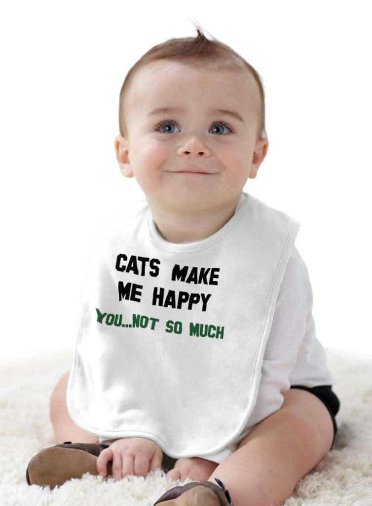 Cats Make Me Happy Infant Baby Bib-Direct To Garment Print-Brisco Baby