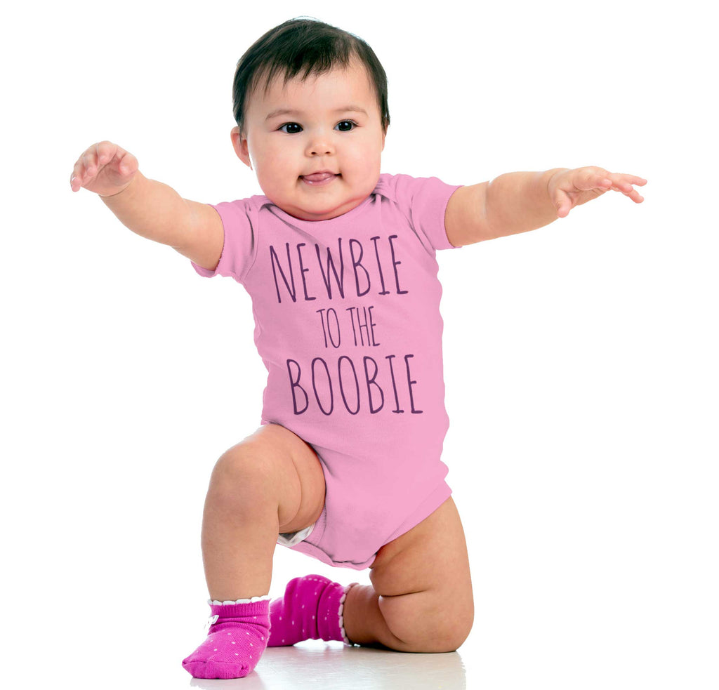 Newbie Boobie Romper Bodysuit-Direct To Garment Print-Brisco Baby