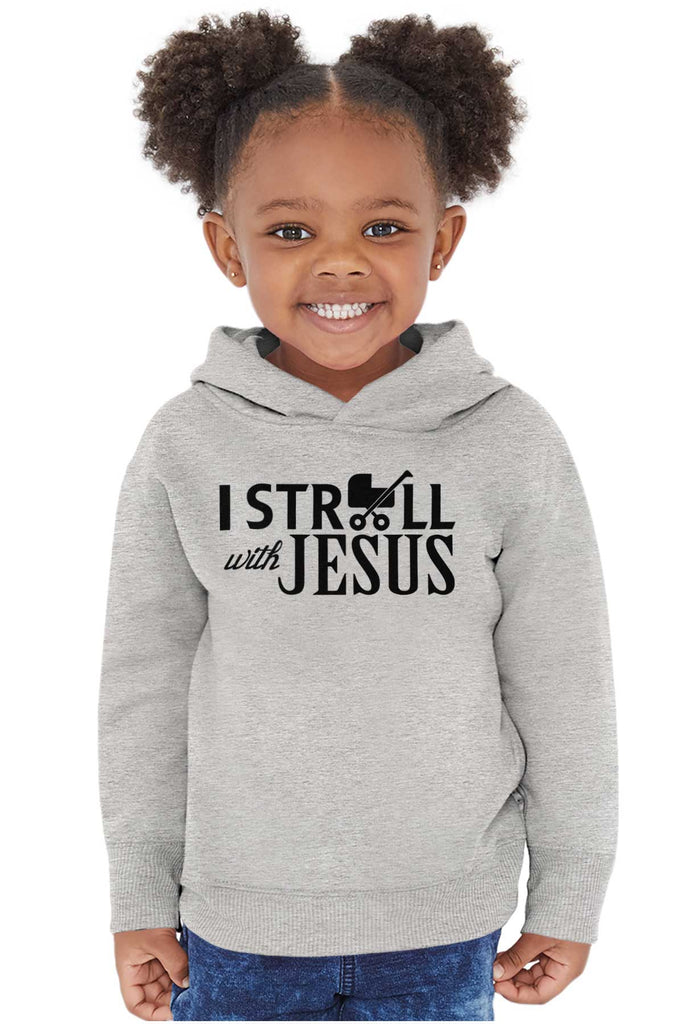 Stroll With Jesus Toddler Pullover Hoodie-Direct To Garment Print-Brisco Baby