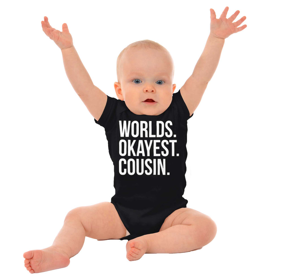 Worlds Okayest Cousin Romper Bodysuit-Direct To Garment Print-Brisco Baby