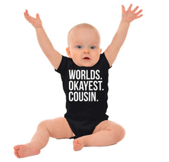 Worlds Okayest Cousin Romper Bodysuit-Direct To Garment Print-Brisco Baby