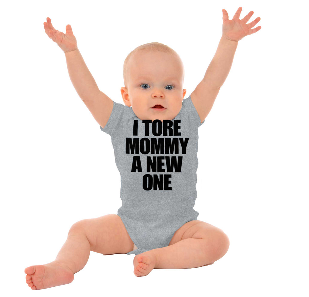 Tore Mommy A New One Romper Bodysuit-Direct To Garment Print-Brisco Baby
