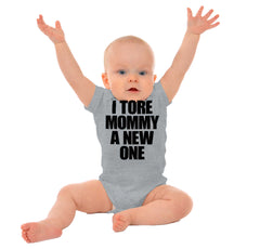 Tore Mommy A New One Romper Bodysuit-Direct To Garment Print-Brisco Baby