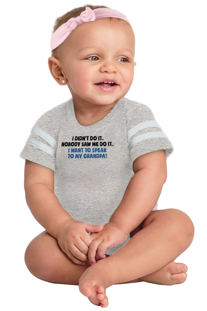I Didn't Do It Football Romper Bodysuit-Direct To Garment Print-Brisco Baby