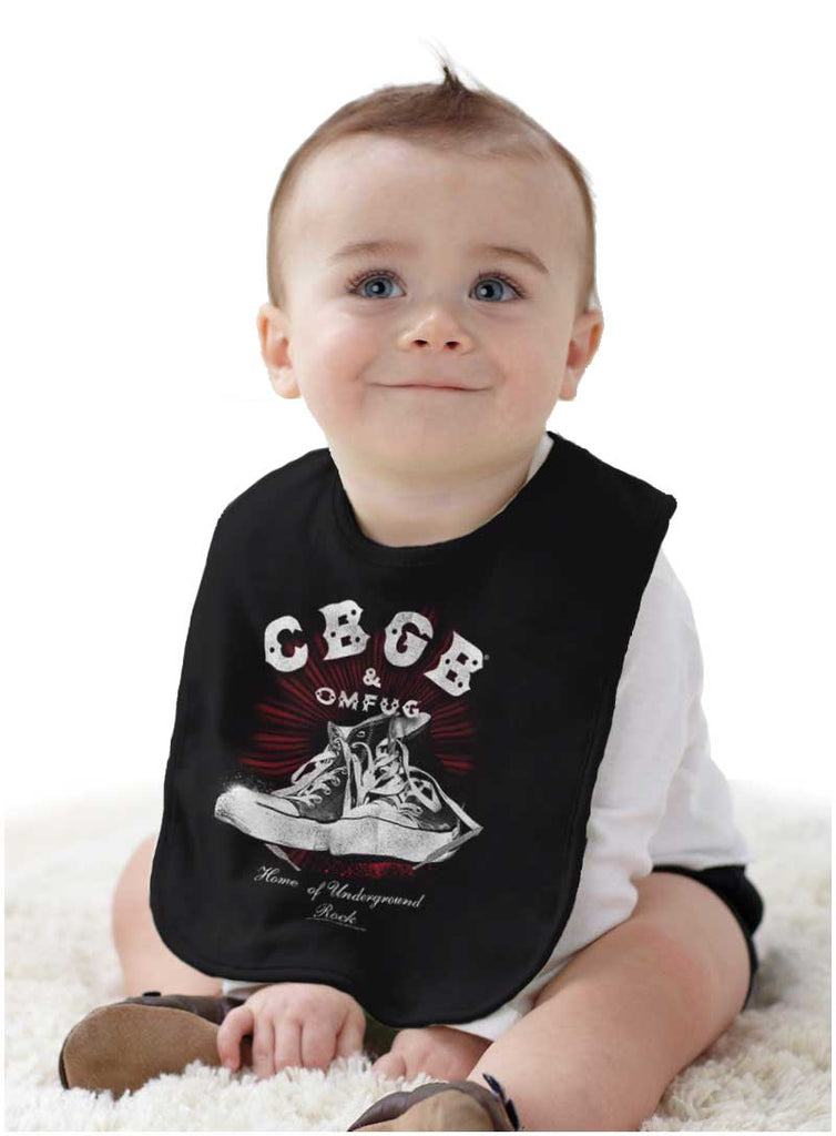 CBGB Sneakers Infant Baby Bib-Direct To Garment Print-Brisco Baby