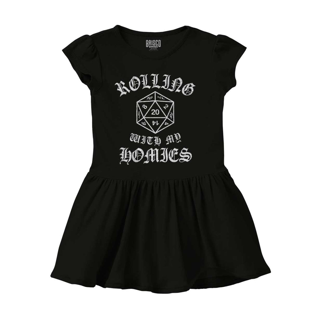 Rolling With My Homies Dungeons Solid Baby Infant Dress-Direct To Garment Print-Brisco Baby
