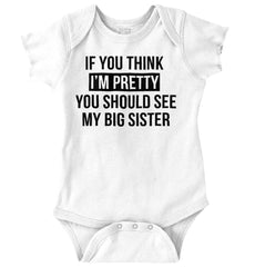 Pretty Big Sister Romper Bodysuit-Direct To Garment Print-Brisco Baby