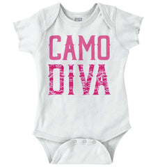 Pink Camo Diva Romper Bodysuit-Direct To Garment Print-Brisco Baby