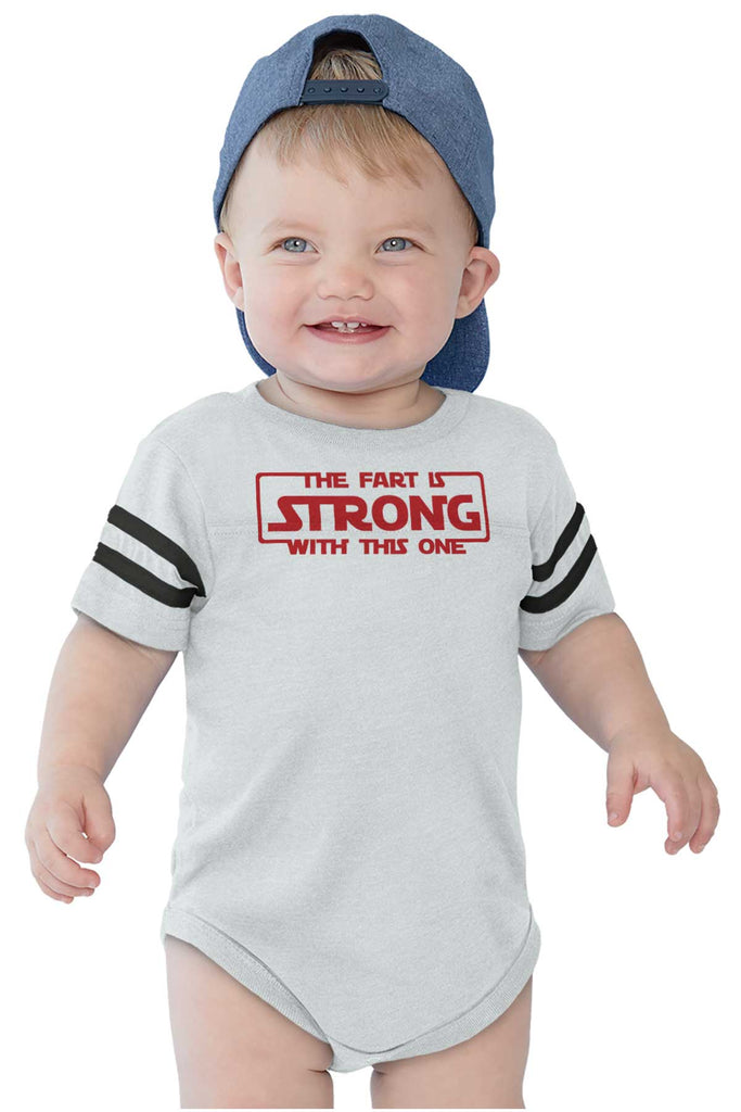 Fart Is Strong Football Romper Bodysuit-Direct To Garment Print-Brisco Baby
