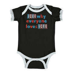 Everyone Loves Icee Baby Ruffled Trim Romper-Direct To Garment Print-Brisco Baby