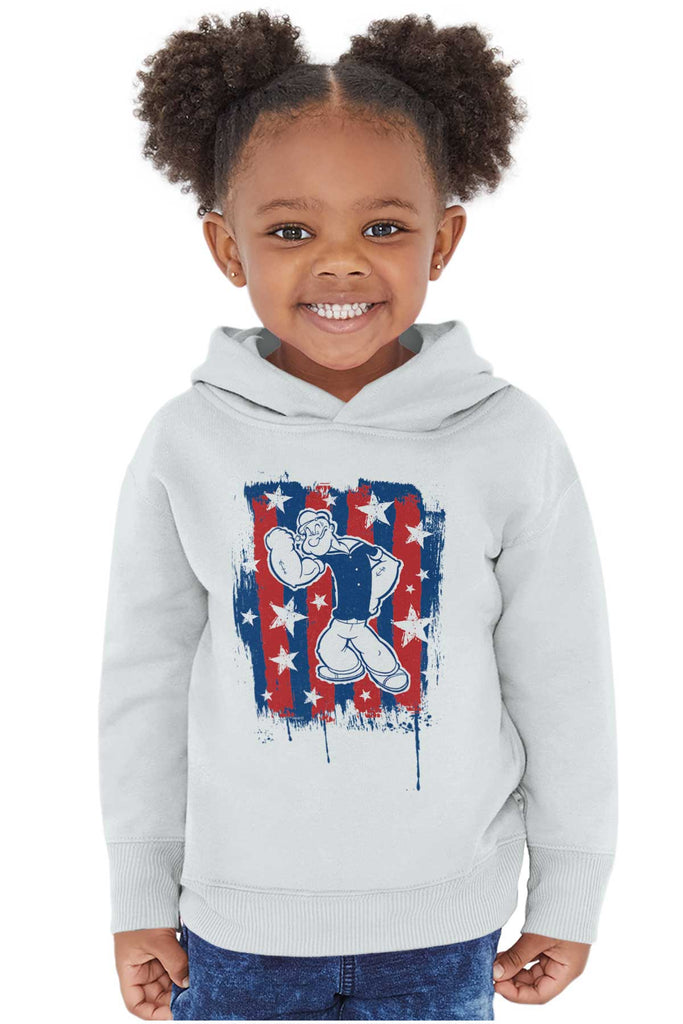 Stars Stripes Popeye Toddler Pullover Hoodie-Direct To Garment Print-Brisco Baby