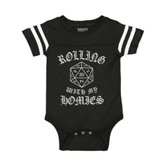 Rolling With My Homies Dungeons Football Romper Bodysuit-Direct To Garment Print-Brisco Baby
