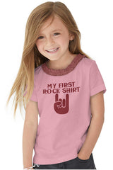 Rock Shirt Toddler Ruffled Trim T-Shirt-Direct To Garment Print-Brisco Baby